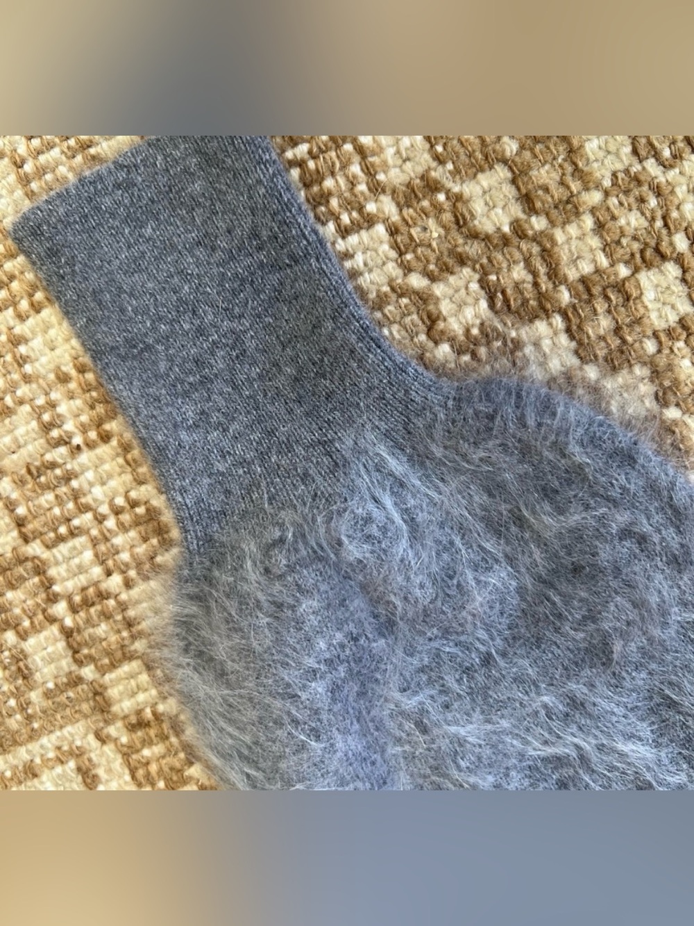 JCrew Brushed 100% Cashmere Cropped V-neck Sweater In Heather Grey Gray Sz Small - Picture 5 of 5